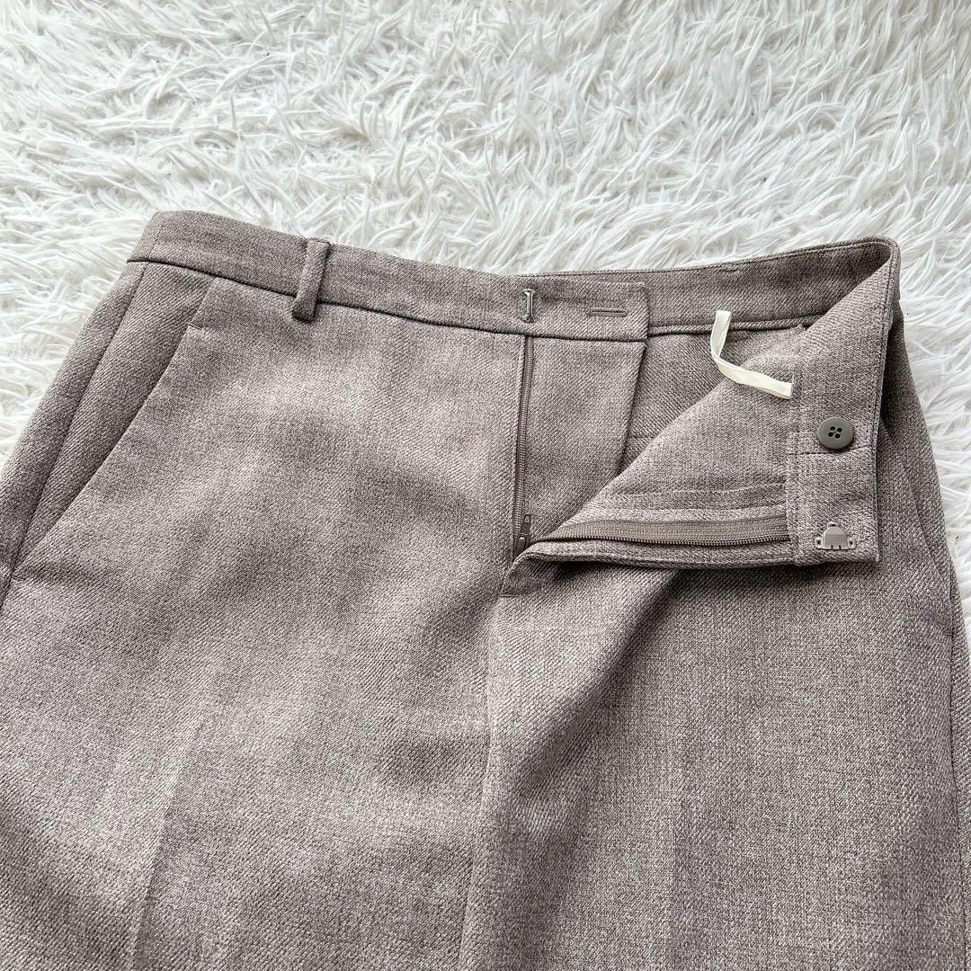 美品★22AW 23区 ウールライクカルゼ ノーカラーパンツスーツ ブラウン