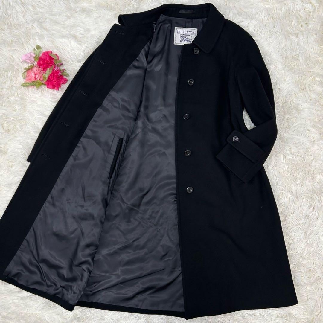 【極美品/M】バーバリー チェスターコート アウター カシミヤ Aライン 黒