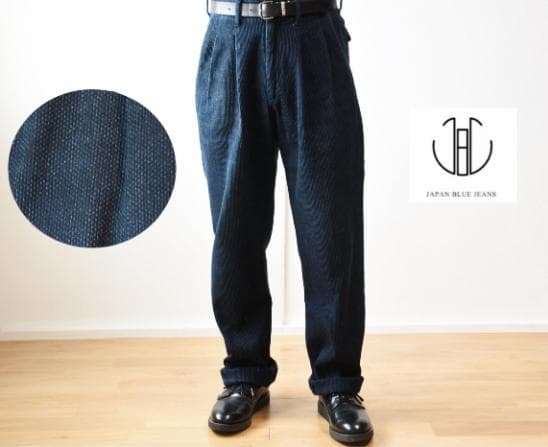 JAPAN BLUE JEANS 藍染刺し子2タックパンツ size30　日本製