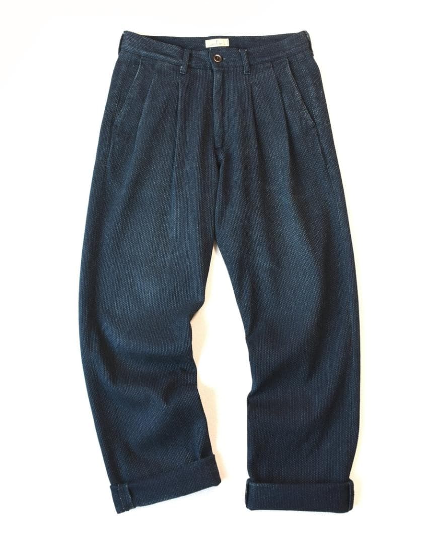 JAPAN BLUE JEANS 藍染刺し子2タックパンツ size30　日本製