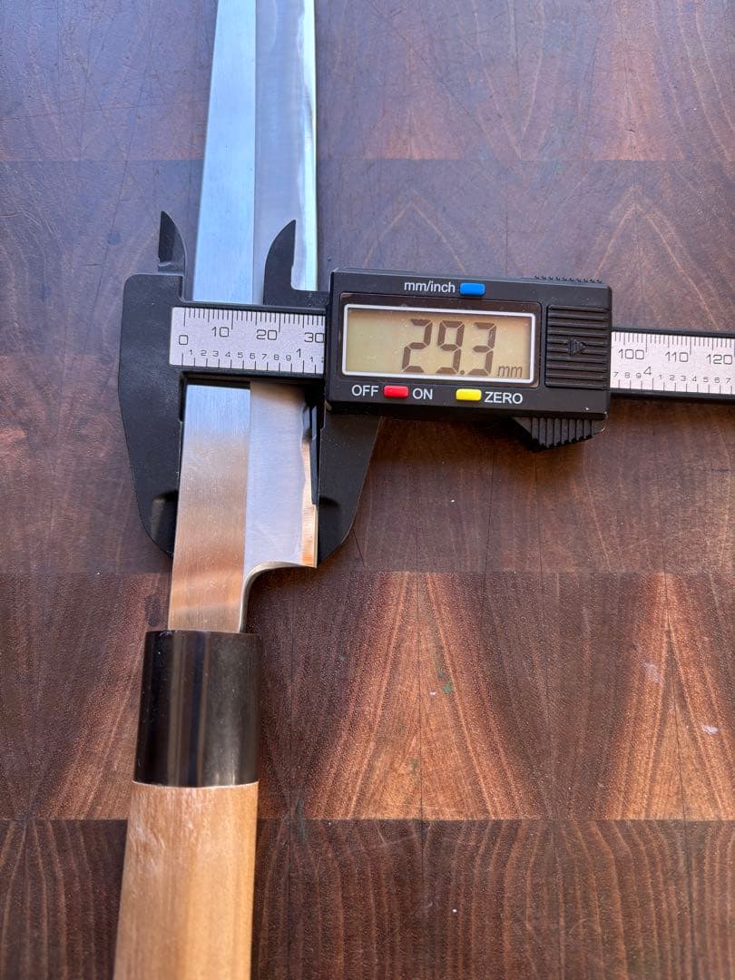 堺打刃物　紋鍛錬　青鋼　柳刃　9寸　270mm 包丁　和包丁　研ぎ済　水牛朴柄