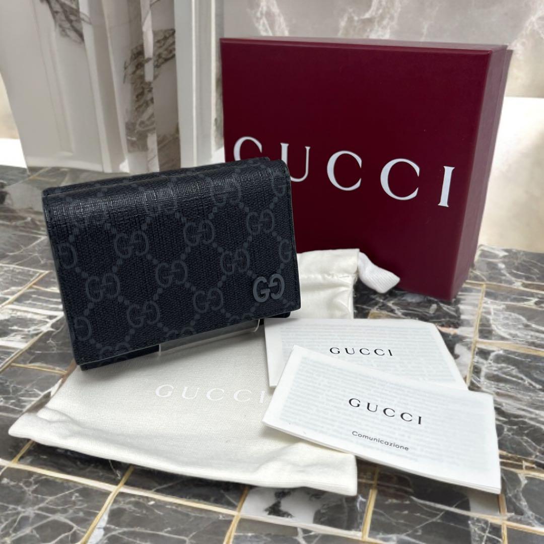 ✨極美品✨GUCCI グッチ ディテール付き　GG　三つ折りウォレット　グレー