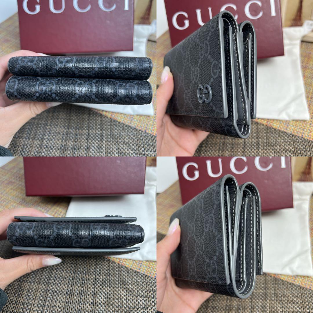 ✨極美品✨GUCCI グッチ ディテール付き　GG　三つ折りウォレット　グレー