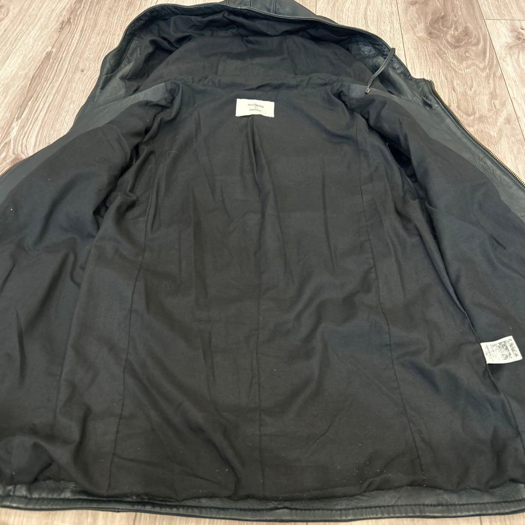 本革　STUDIOUS ラムレザー フーデッドライダース 黒 1（S）日本製　黒