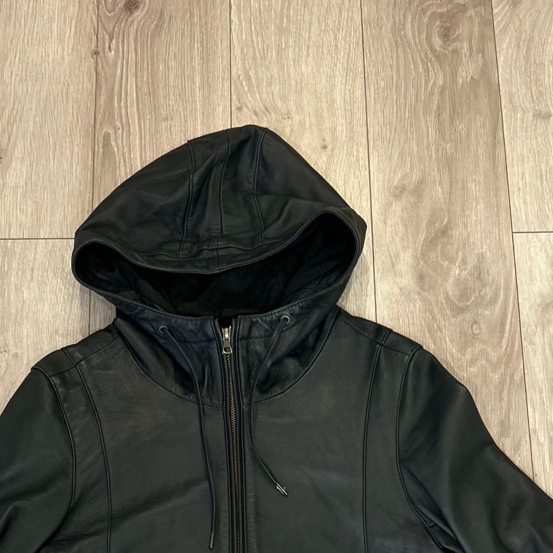 本革　STUDIOUS ラムレザー フーデッドライダース 黒 1（S）日本製　黒