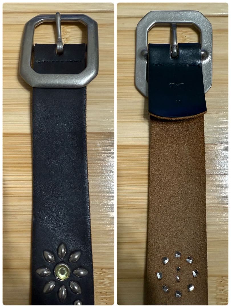 美品⭐️TMT⭐️フラワーシルバースタッズ⭐️マルチカラーストーン⭐️ブラックレザー⭐️M