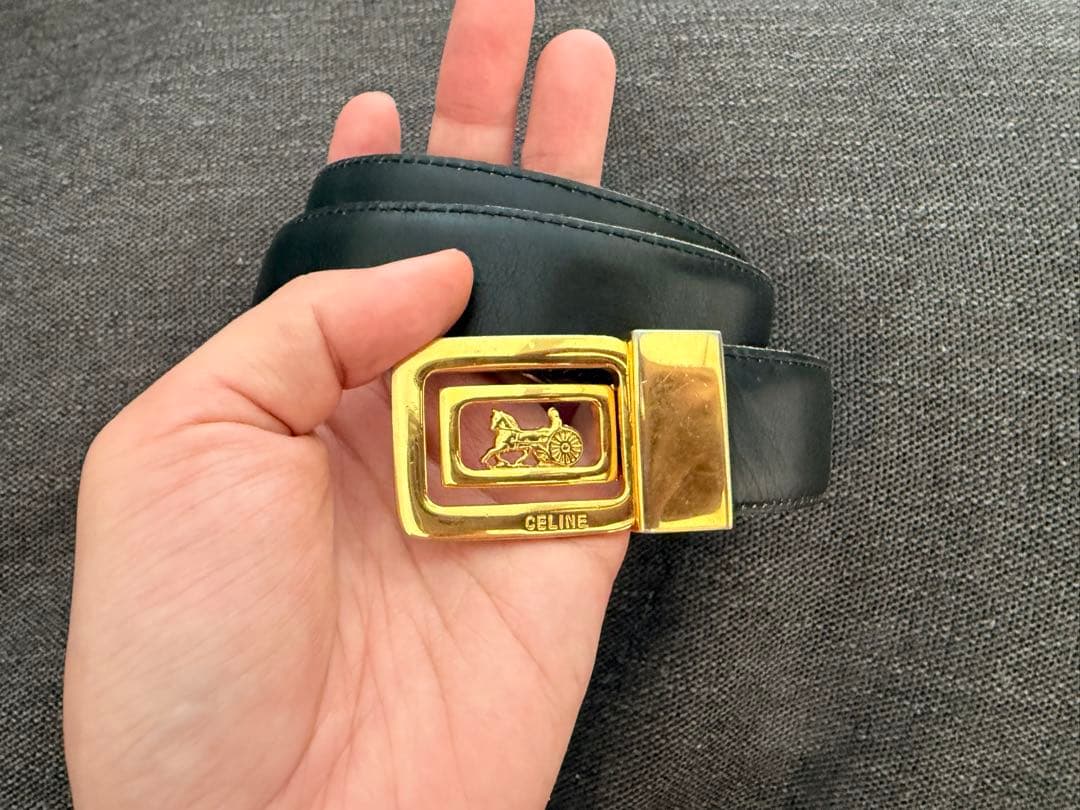 CELINE belt レザーベルト 金色バックル