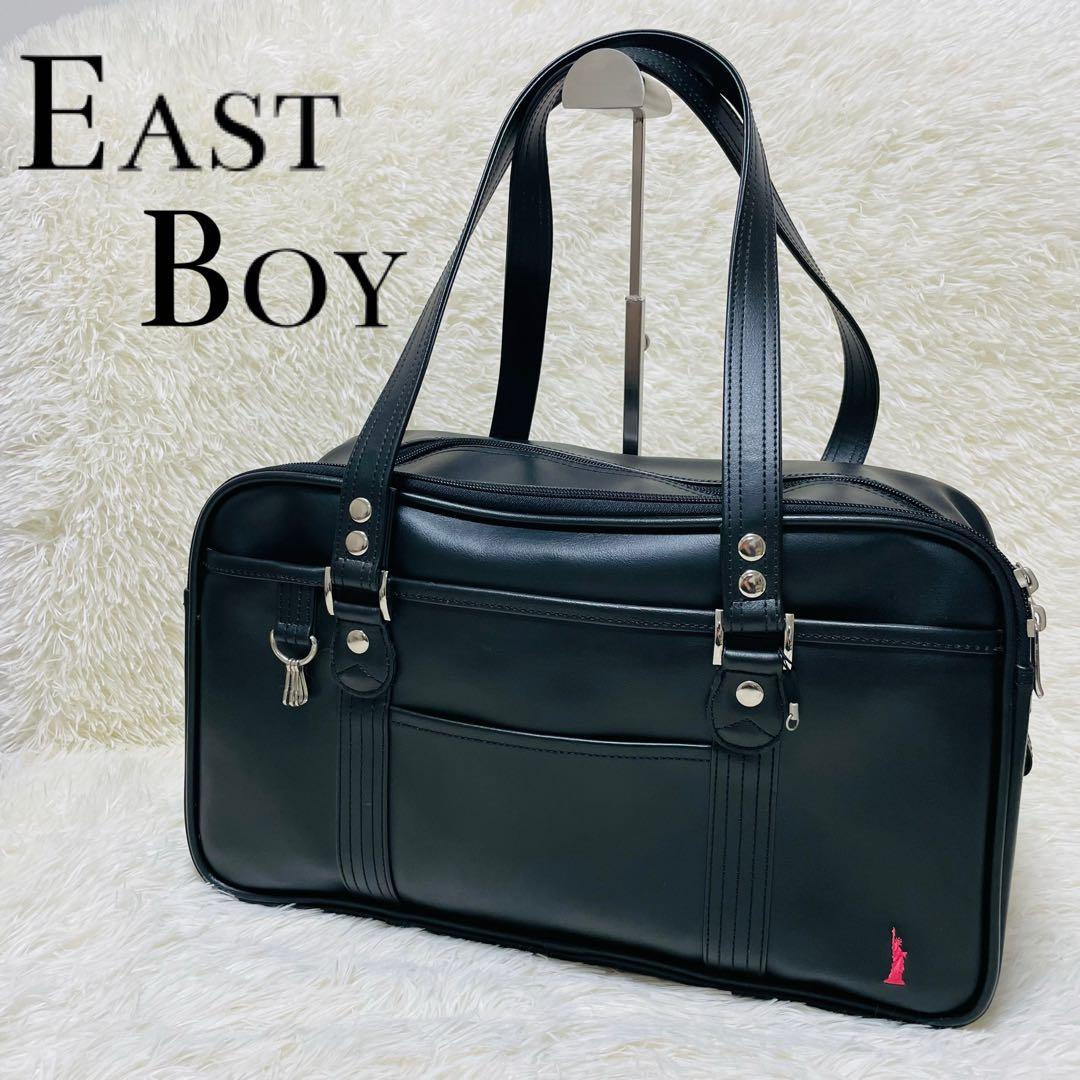 ★美品★ EASTBOY スクールバッグ ブラック 自由の女神刺繍　ピンク