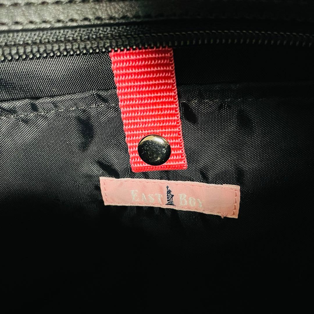 ★美品★ EASTBOY スクールバッグ ブラック 自由の女神刺繍　ピンク