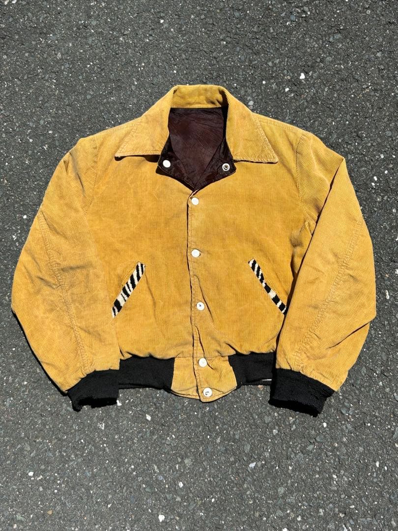 【50s】ゼブラ ジャケット サテン コーデュロイ リバーシブル