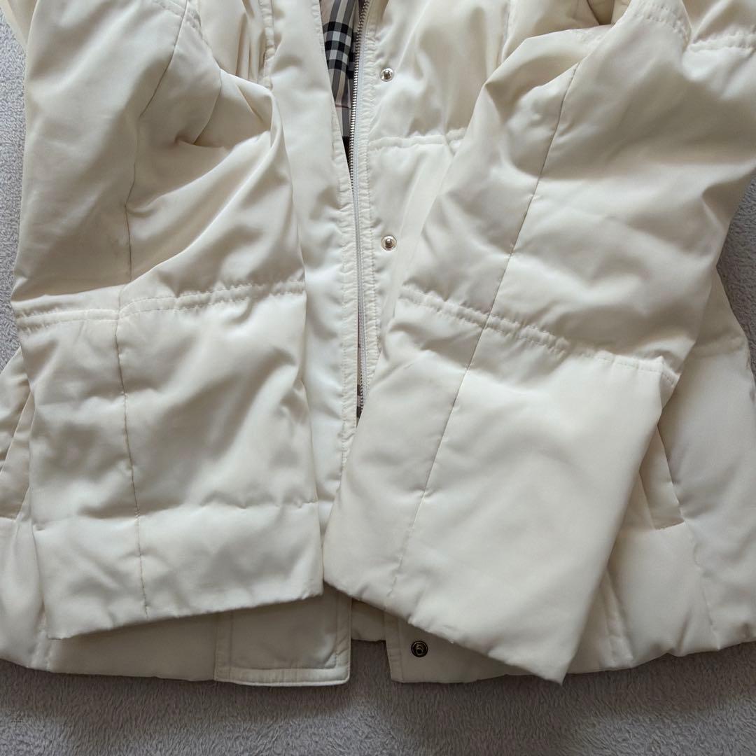 【BURBERRY】 ダウン フェザー ジャケット コート 40 白 ファー