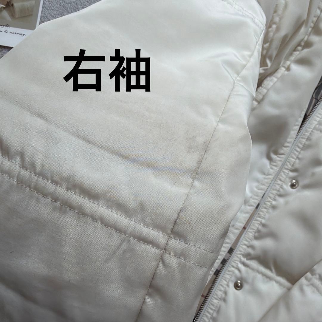 【BURBERRY】 ダウン フェザー ジャケット コート 40 白 ファー