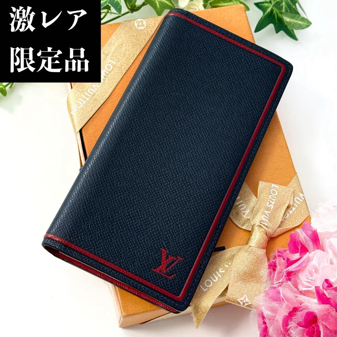 極美品IC内蔵✨ルイヴィトン タイガ ポルトフォイユブラザ 長財布 ネイビー×赤