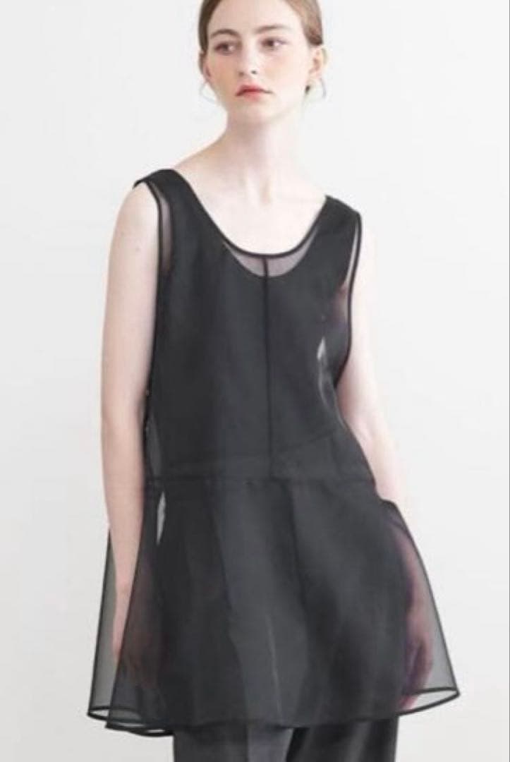 AEWEN MATOPH オーガンジーフレアプルオーバー　ブラック