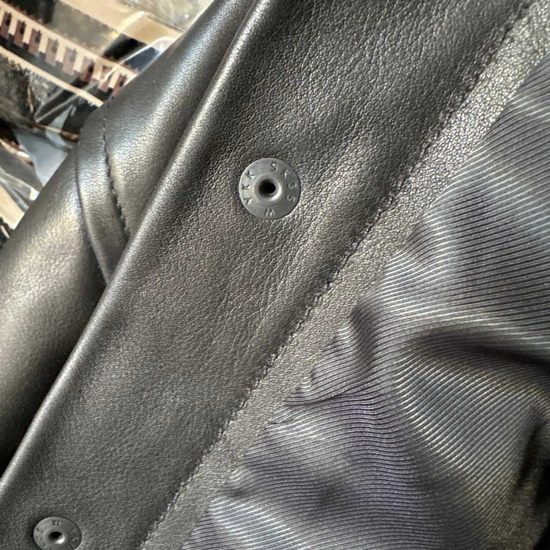 1.3mm 水染めカーフ使用 ロング丈レザーシャツ 一点物 サンプル L相当