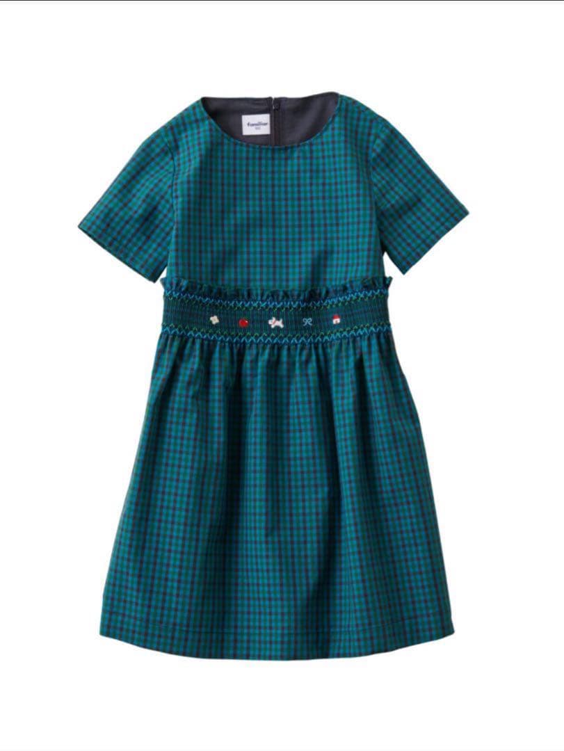 ★ Noma★ファミリア　半袖ワンピース120 青チェック