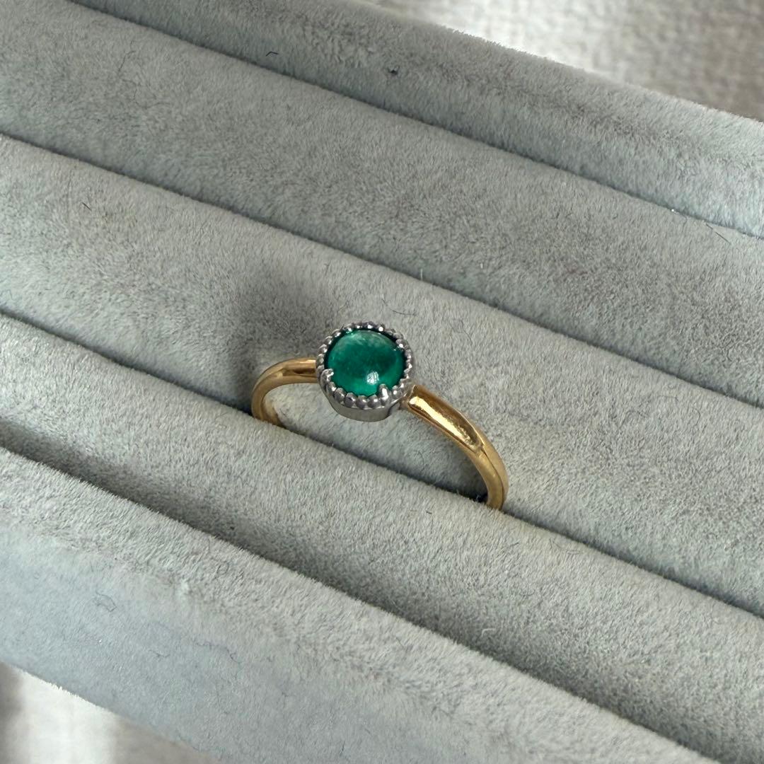 エメラルド カボション リング K18 プラチナ エメラルドハンター