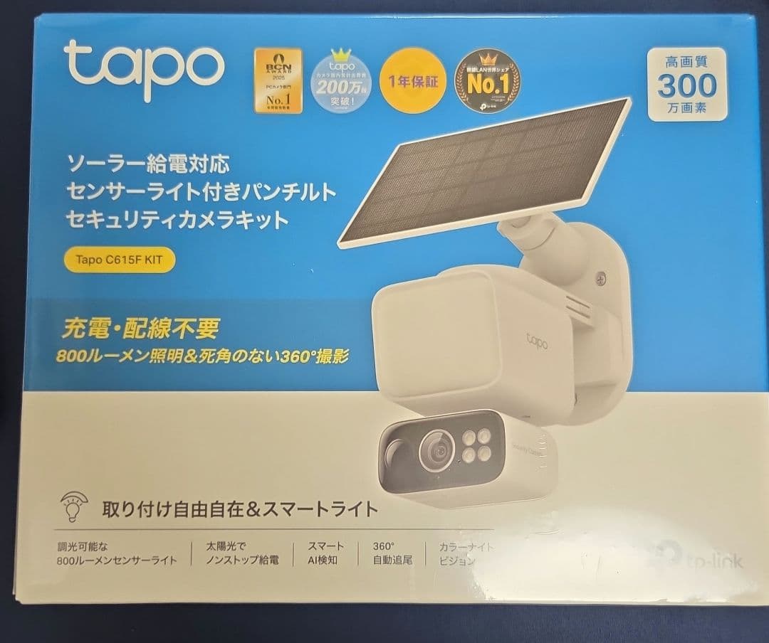 Tapo(タポ) 防犯カメラ 屋外 ソーラー給電 配線工事不要 センサーライト