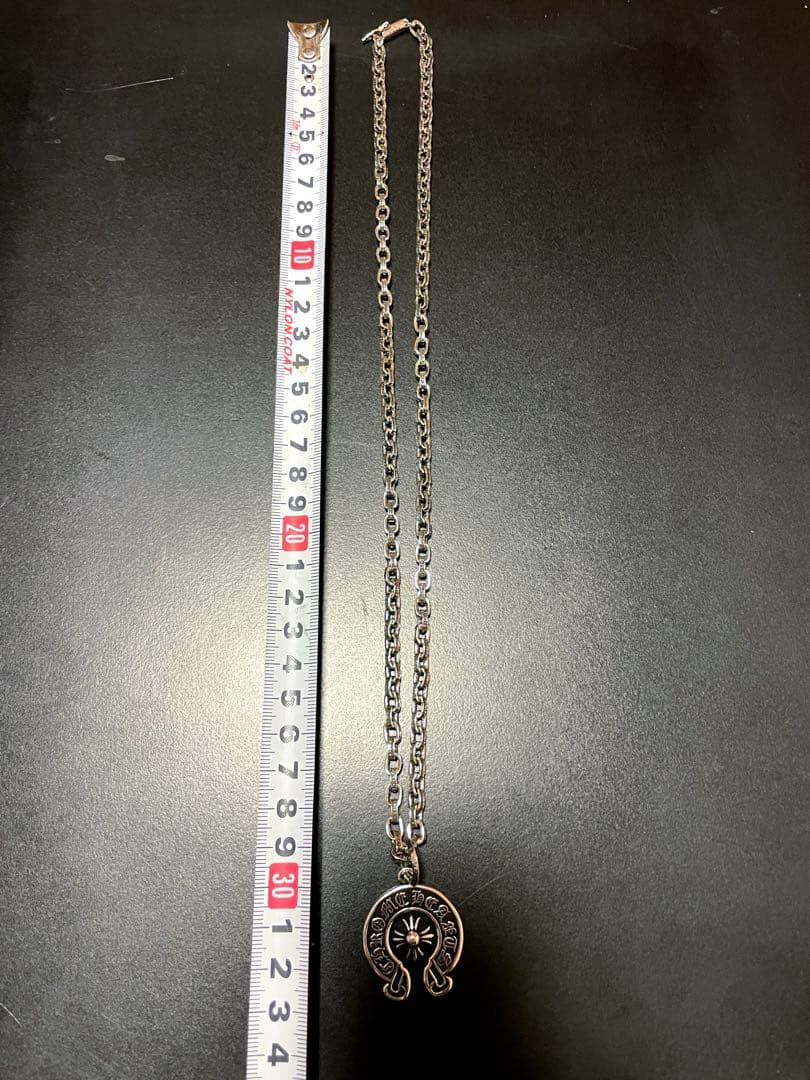 シルバー調 ペーパーチェーンネックレス ペンダント 刻印あり