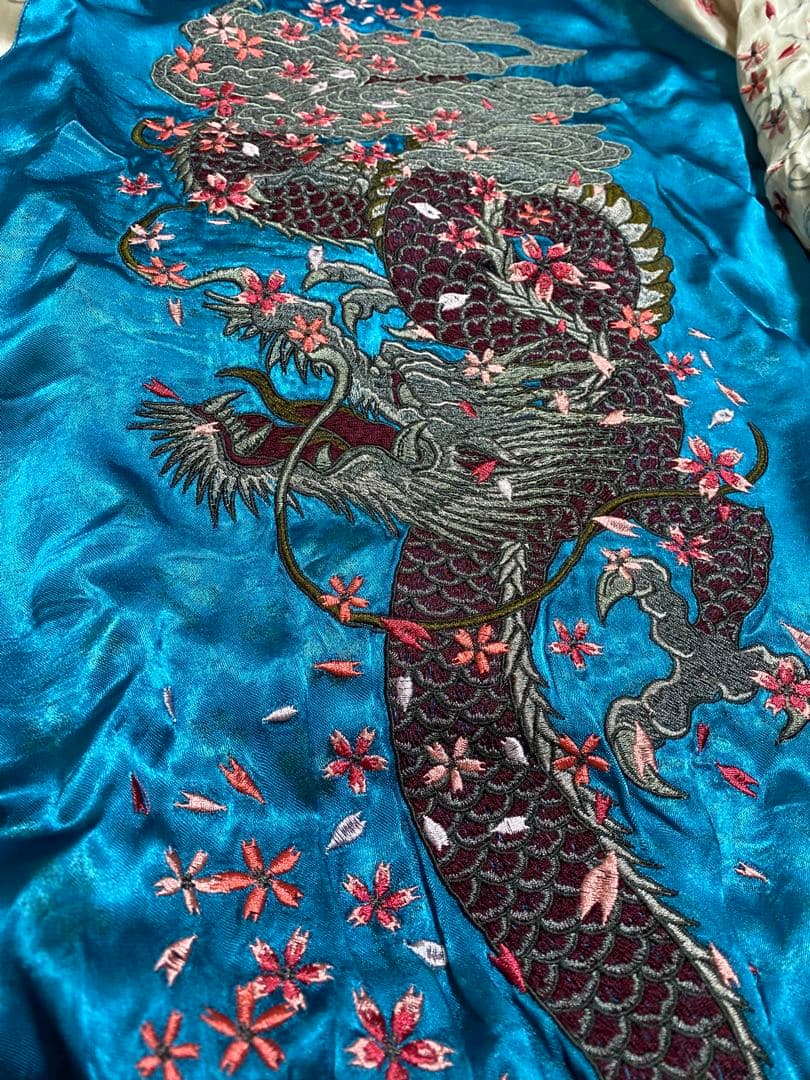 雅結 美品 ２面用 日本限定 龍ワシ スカジャン レーヨン unisex