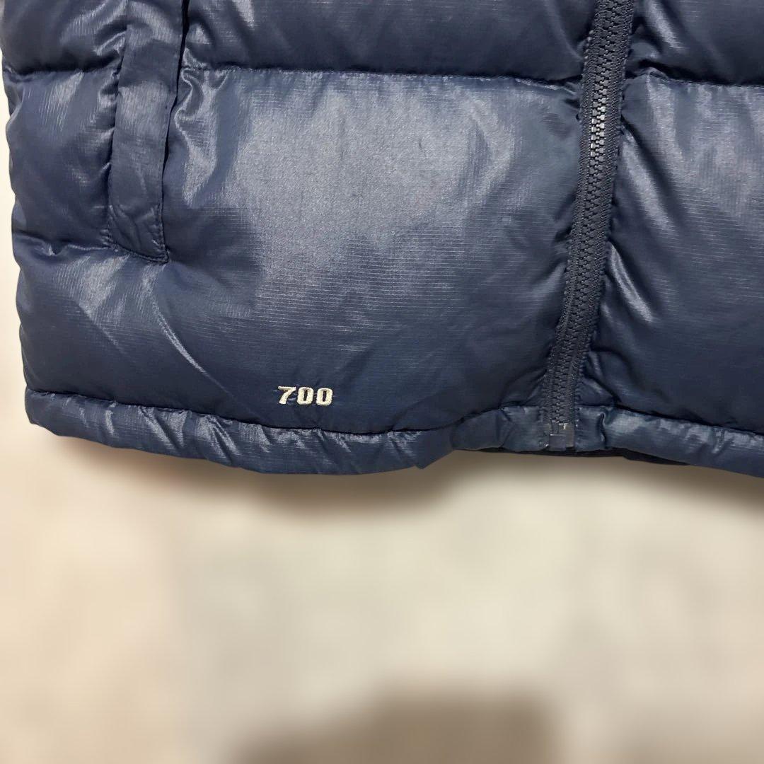 ノースフェイスヌプシダウンベスト700フィル刺繍口ゴドローコード