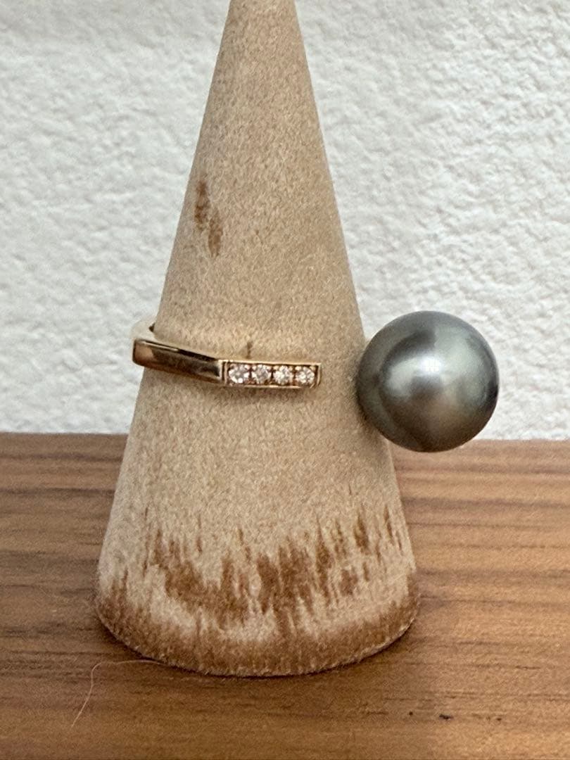 Hirotaka タヒチパール ダイヤリング K10 YG 未使用品　13号