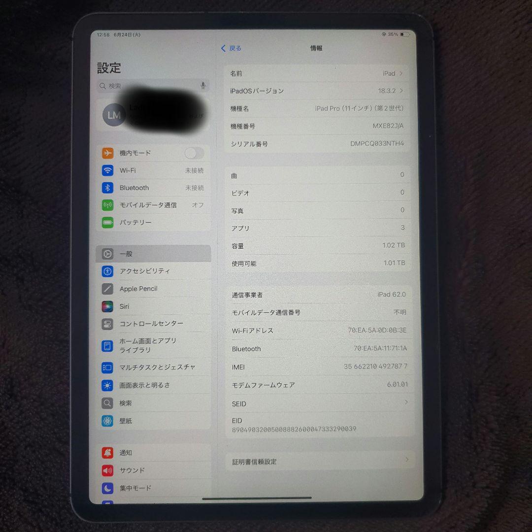 iPad Pro 12.9インチ スペースグレー 1TB