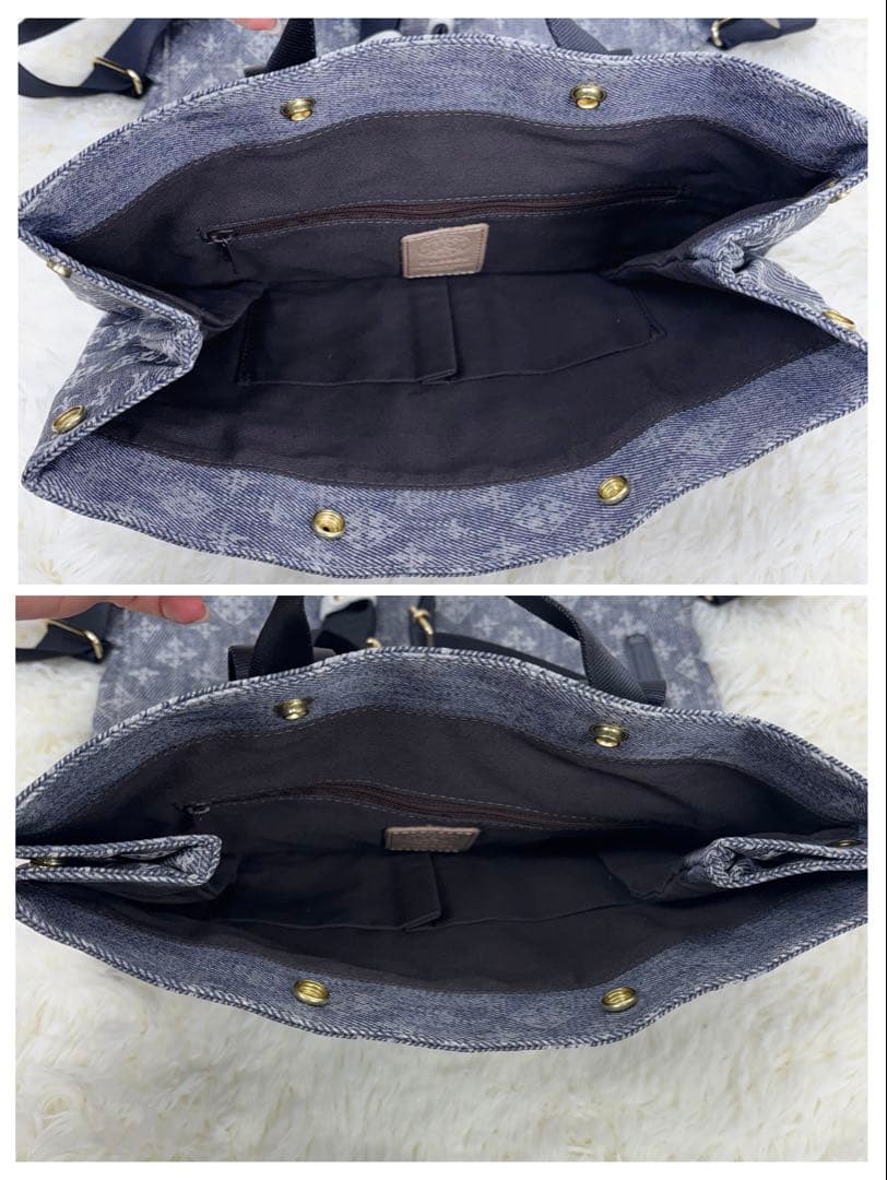 新品タグ有 極美品◆russet 折りたためるデニムプリント リュック