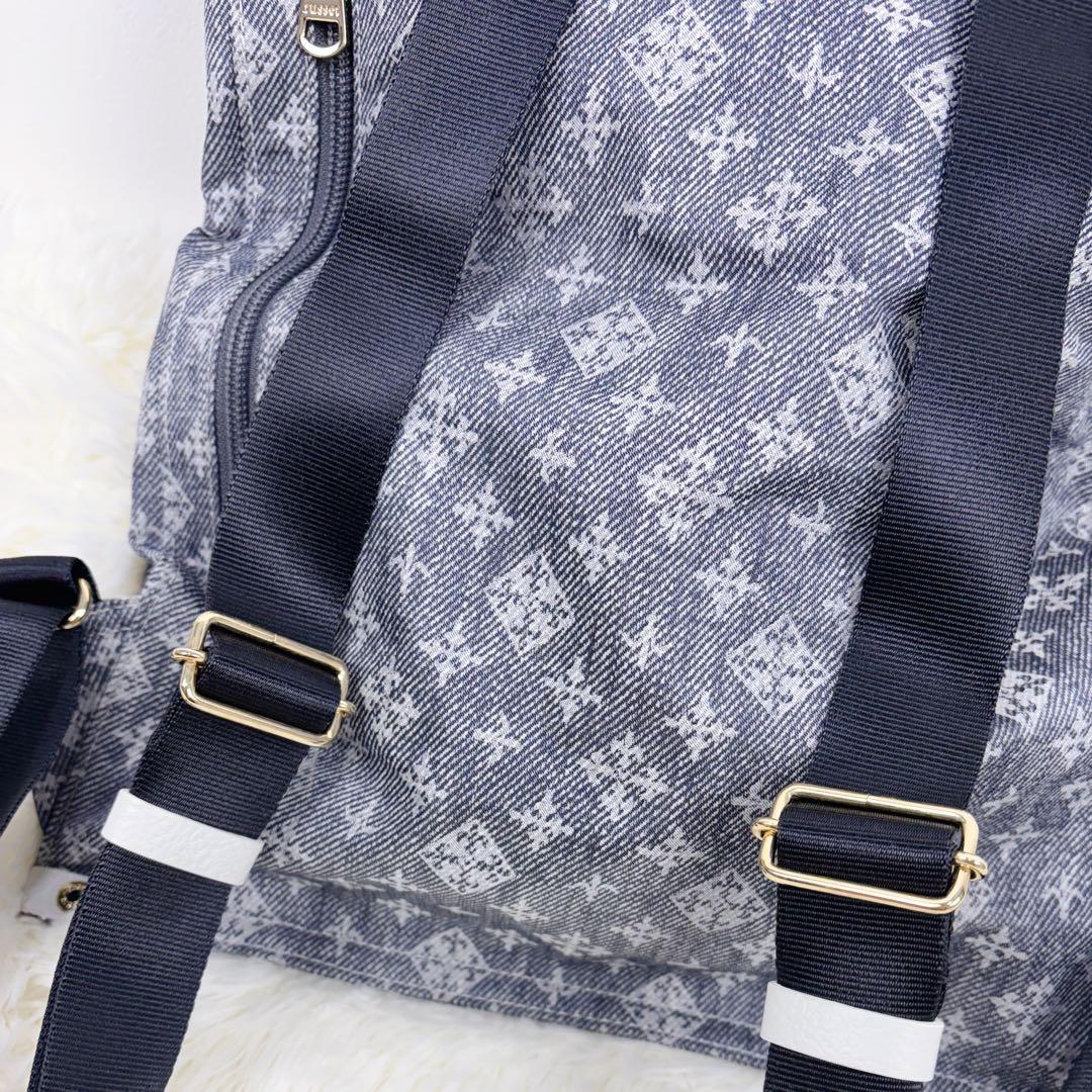 新品タグ有 極美品◆russet 折りたためるデニムプリント リュック