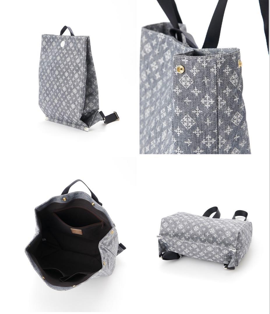 新品タグ有 極美品◆russet 折りたためるデニムプリント リュック