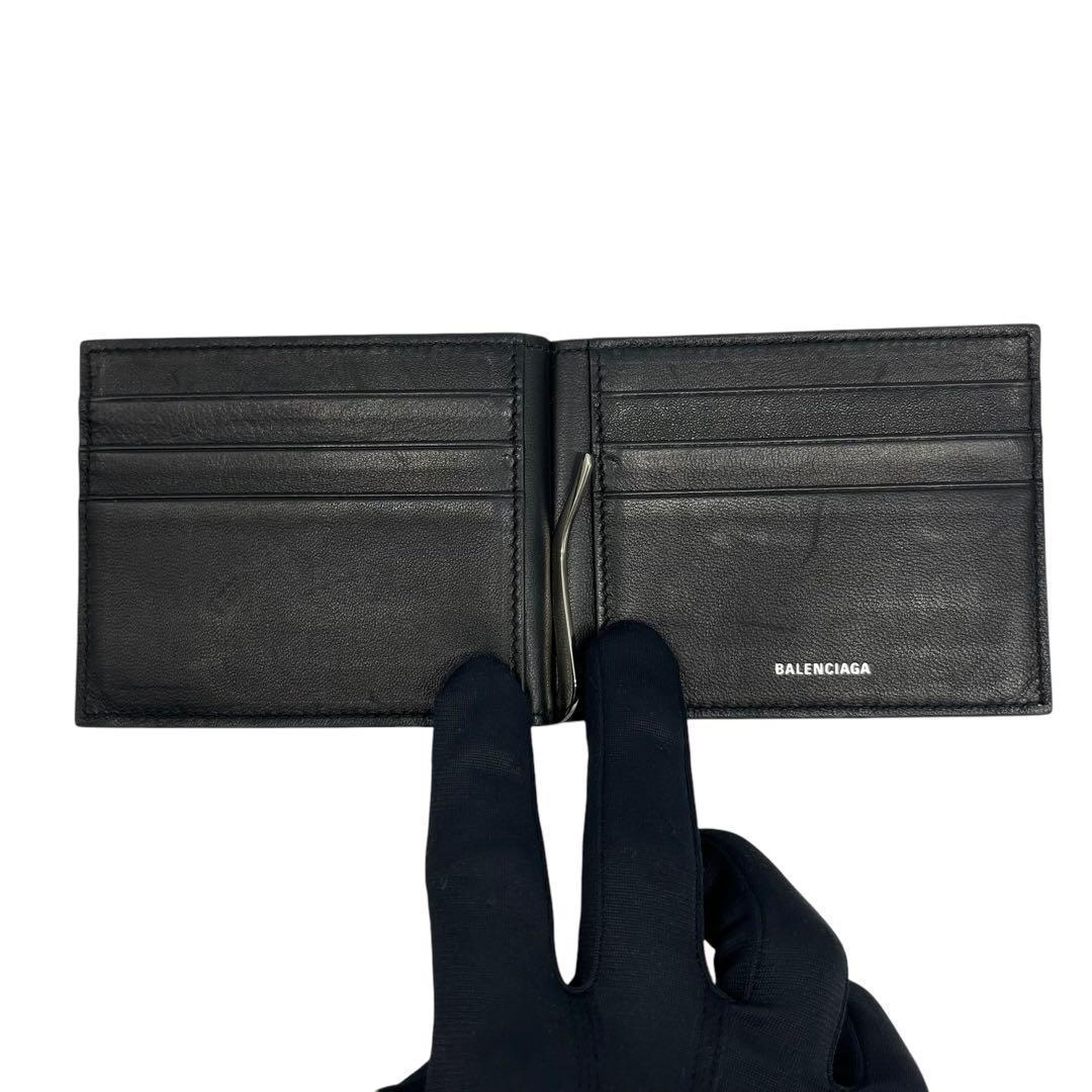激レア✨バレンシアガ マネークリップ 札入れ シボ革 BBロゴ ブラック 黒
