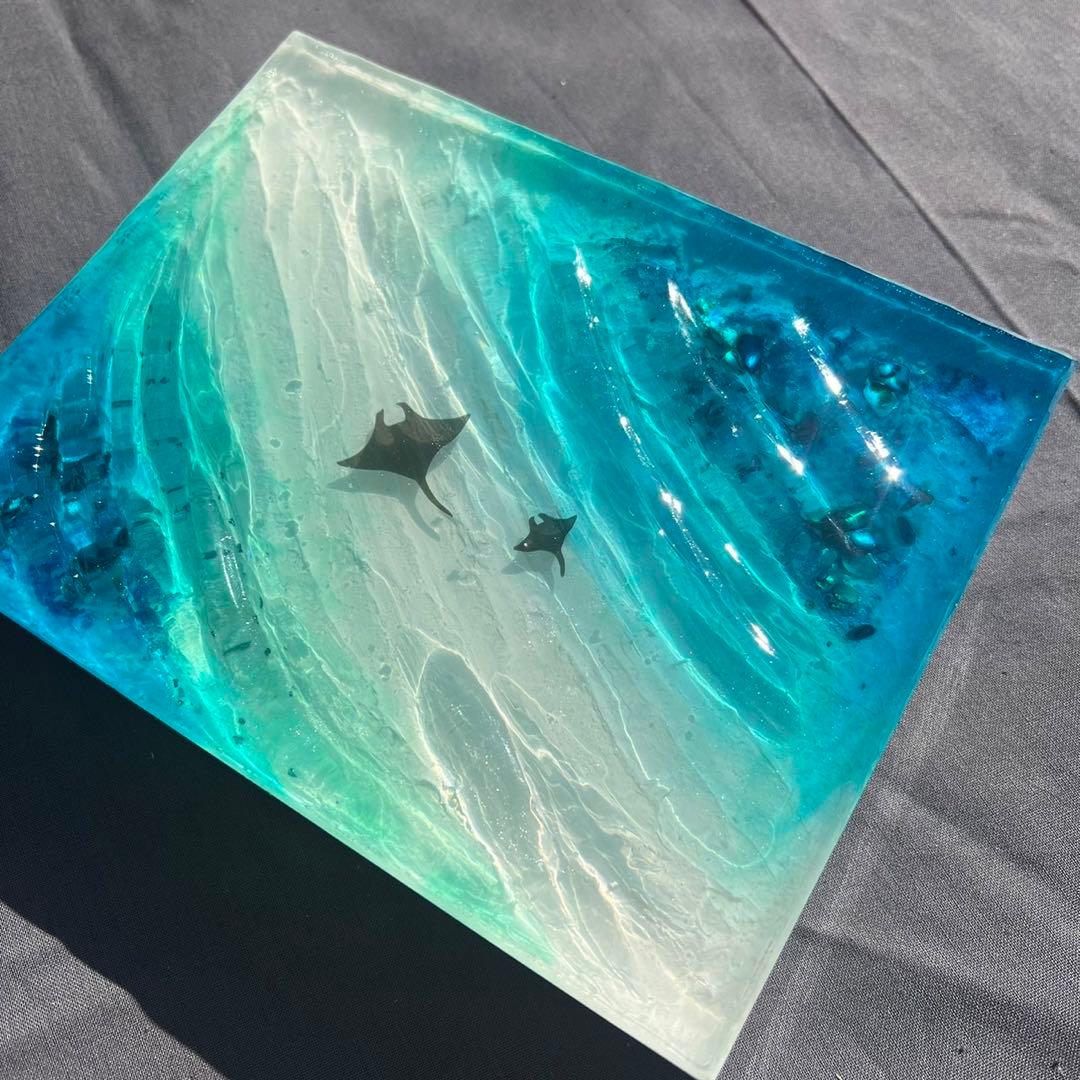 【レジンアート】波紋アート／15cm × 20cm／枠なし