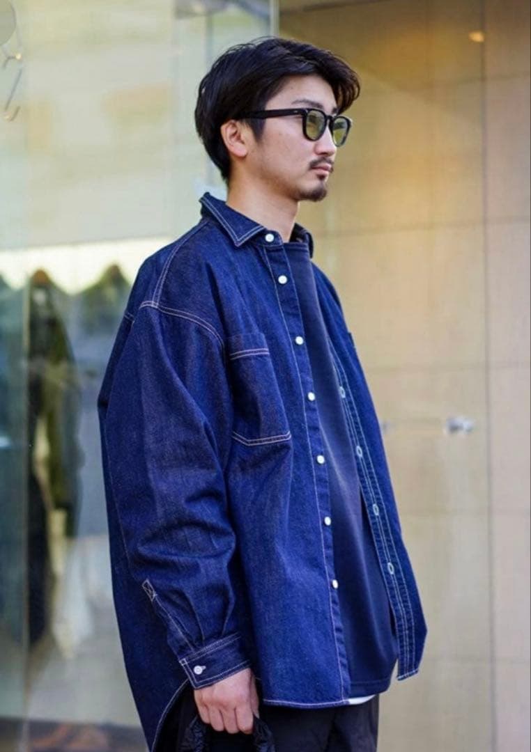 Graphpaper ダークデニム 長袖シャツ　M