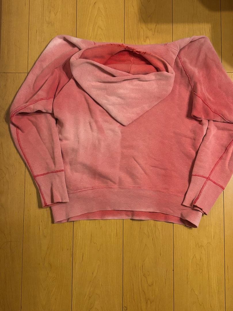 て*～様 50s 60s 鬼フェード 赤パーカー ピンク ヴィンテージ スウェッ