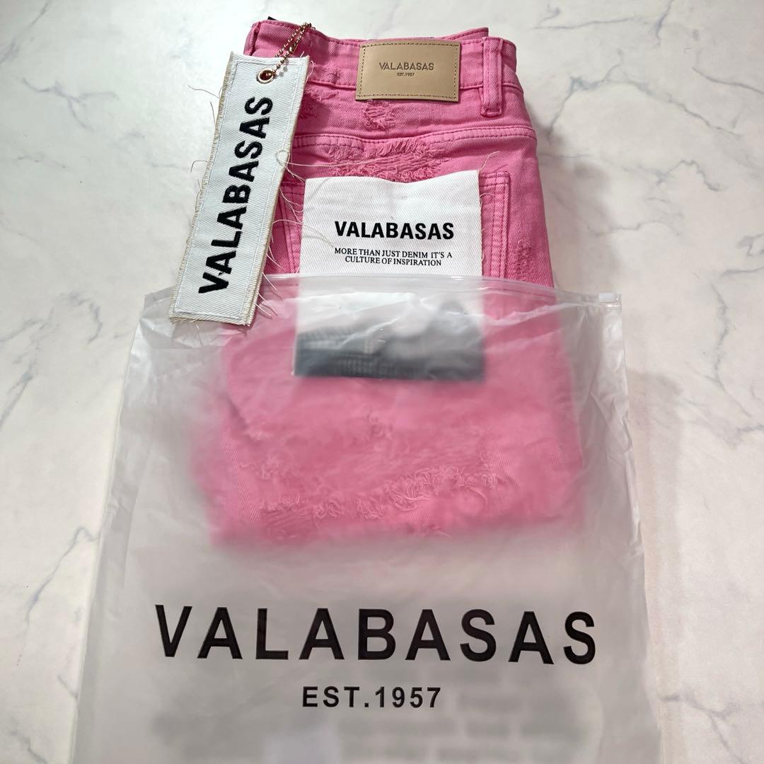 バラバサスvalabasas クラッシュリペアスキニーフレアデニム ピンク 29