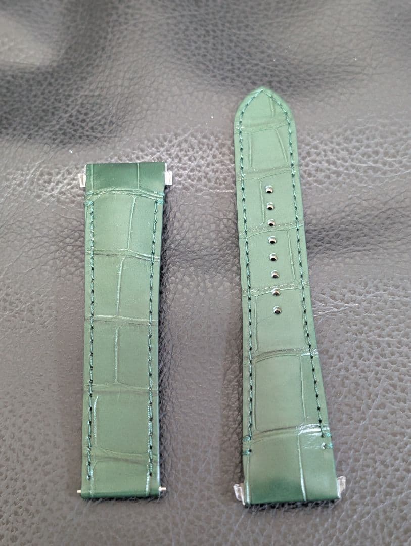 CartierサントスドゥカルティエLM用 替えブレス 緑色 クロコダイル