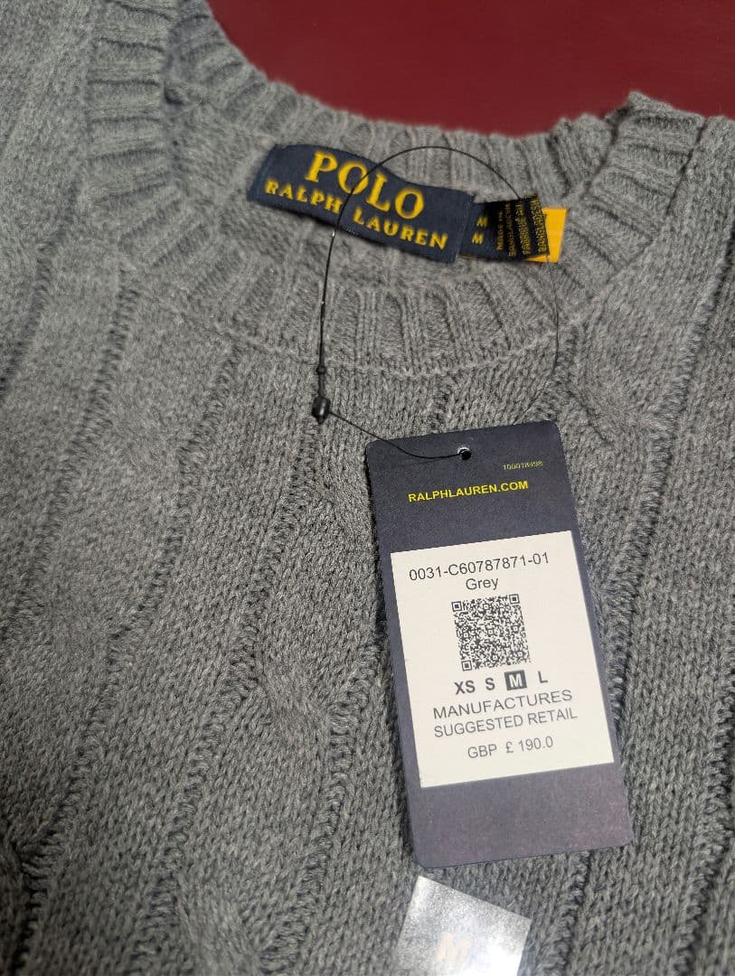 Polo Ralph Lauren ケーブル コットンニットセーター M　グレー