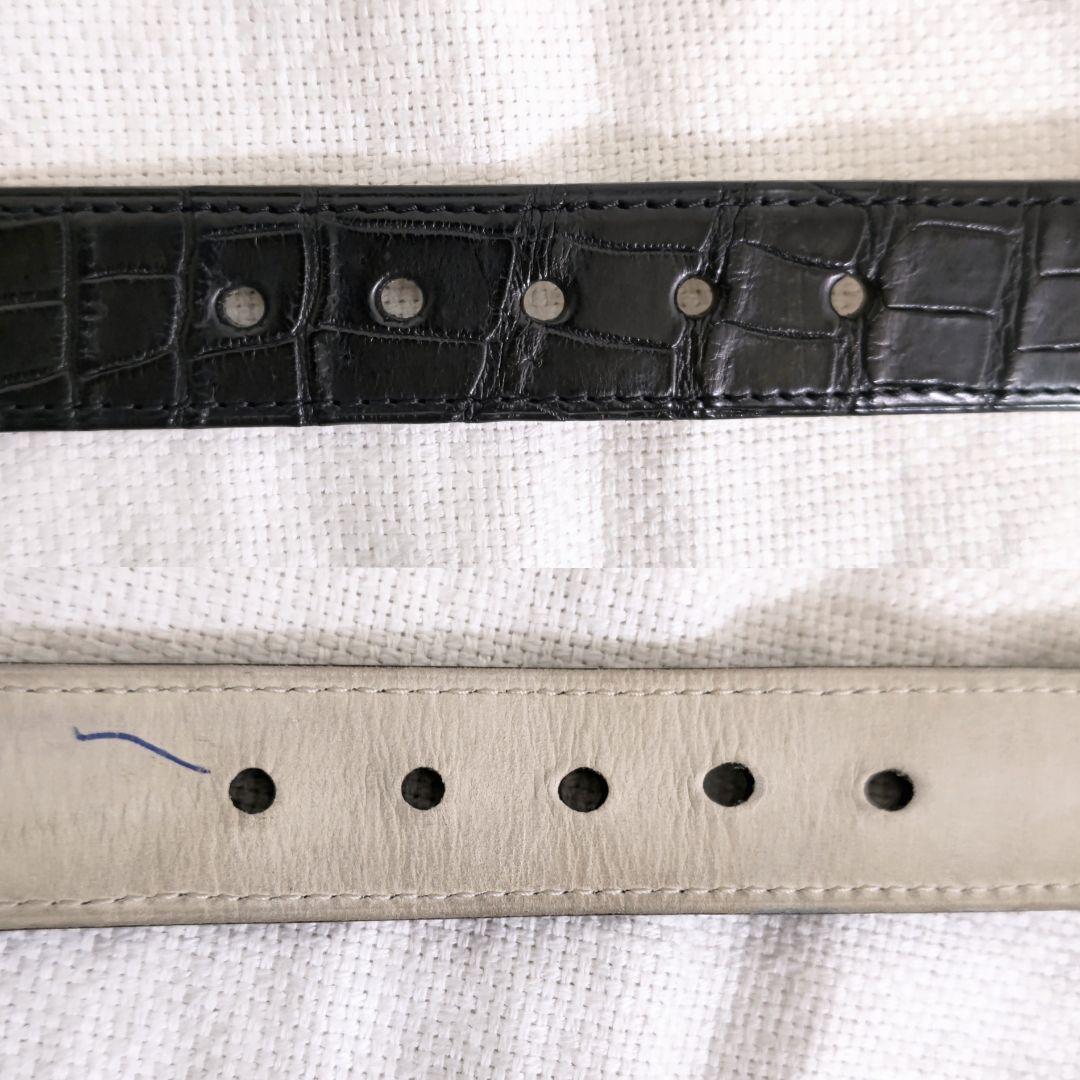専用ジョンロブJOHN LOBBクロコダイルレザースクエアバックルベルト黒105