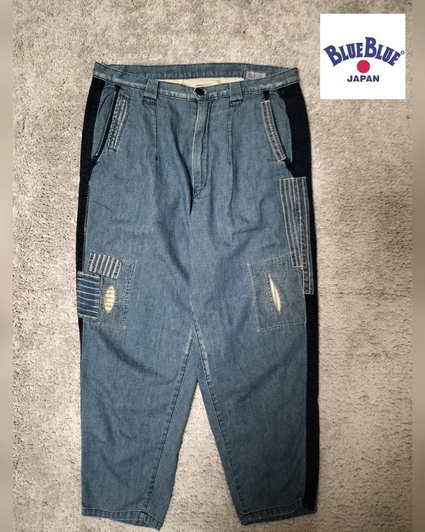ブルーブルー/再構築ワイドテーパードデニムパンツ/インディゴ染め/SIZE 3