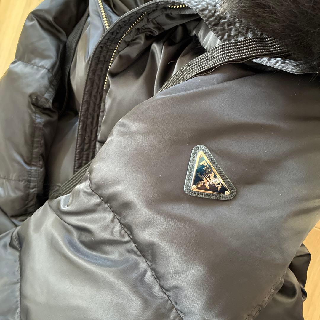 プラダ　ダウン　コート　29P117 正規品　フード　岡部あゆみ　濃紺　ファー