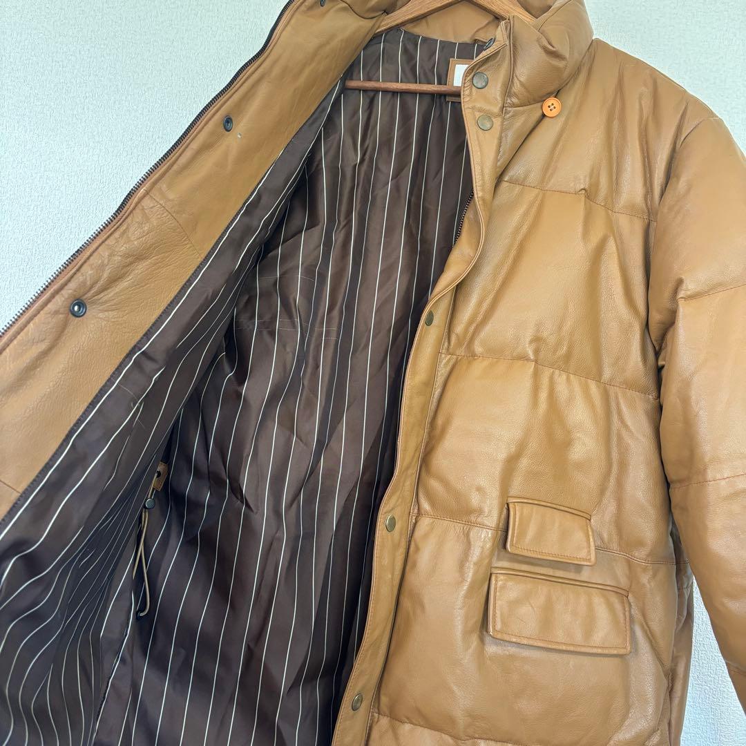 本革 レザーダウンジャケット 　ジャンパー　牛革　キャメル　LLサイズ
