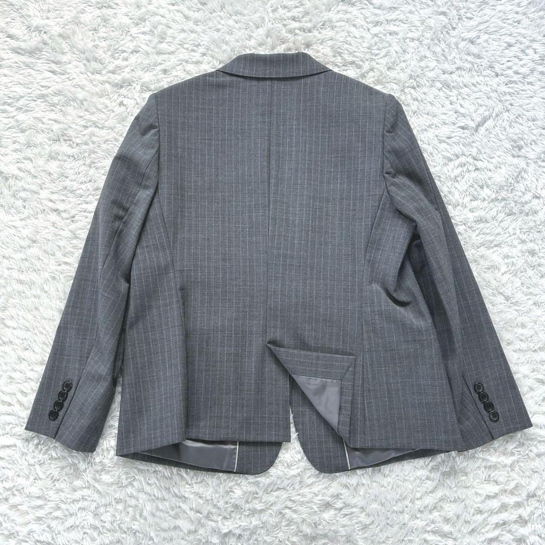 【極美品・大きいサイズ 44】　23区　パンツスーツ　ビジネス　ストライプ　灰色