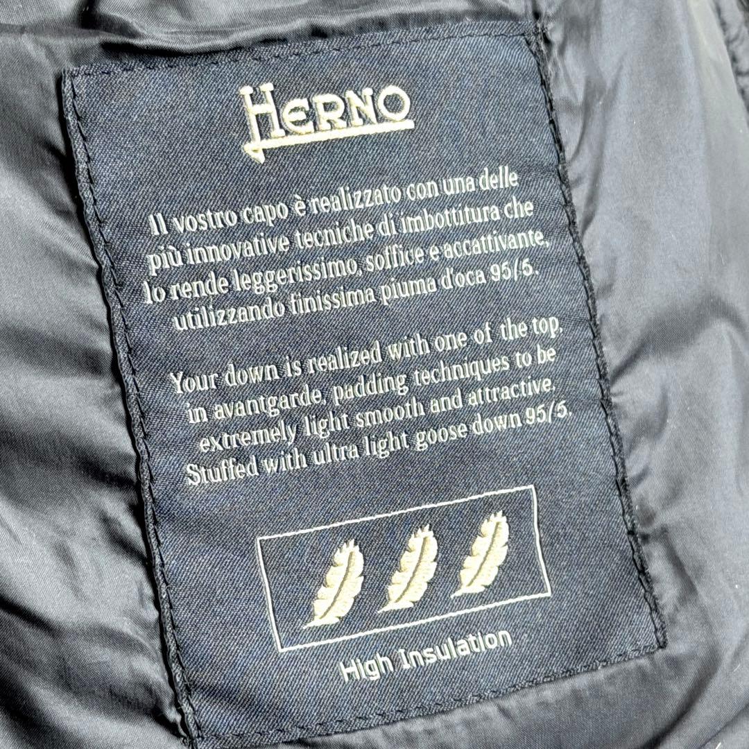 極暖 ヘルノ HERNO ショートダウンジャケット 48 ネイビー レディース