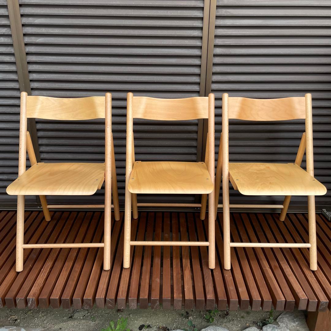 無印良品　廃盤　木製折りたたみチェア　3個セット