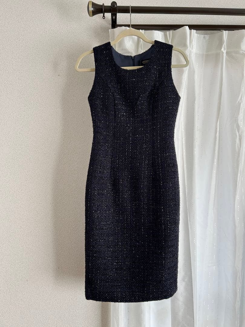 ツイード　ワンピース　ダークネイビー