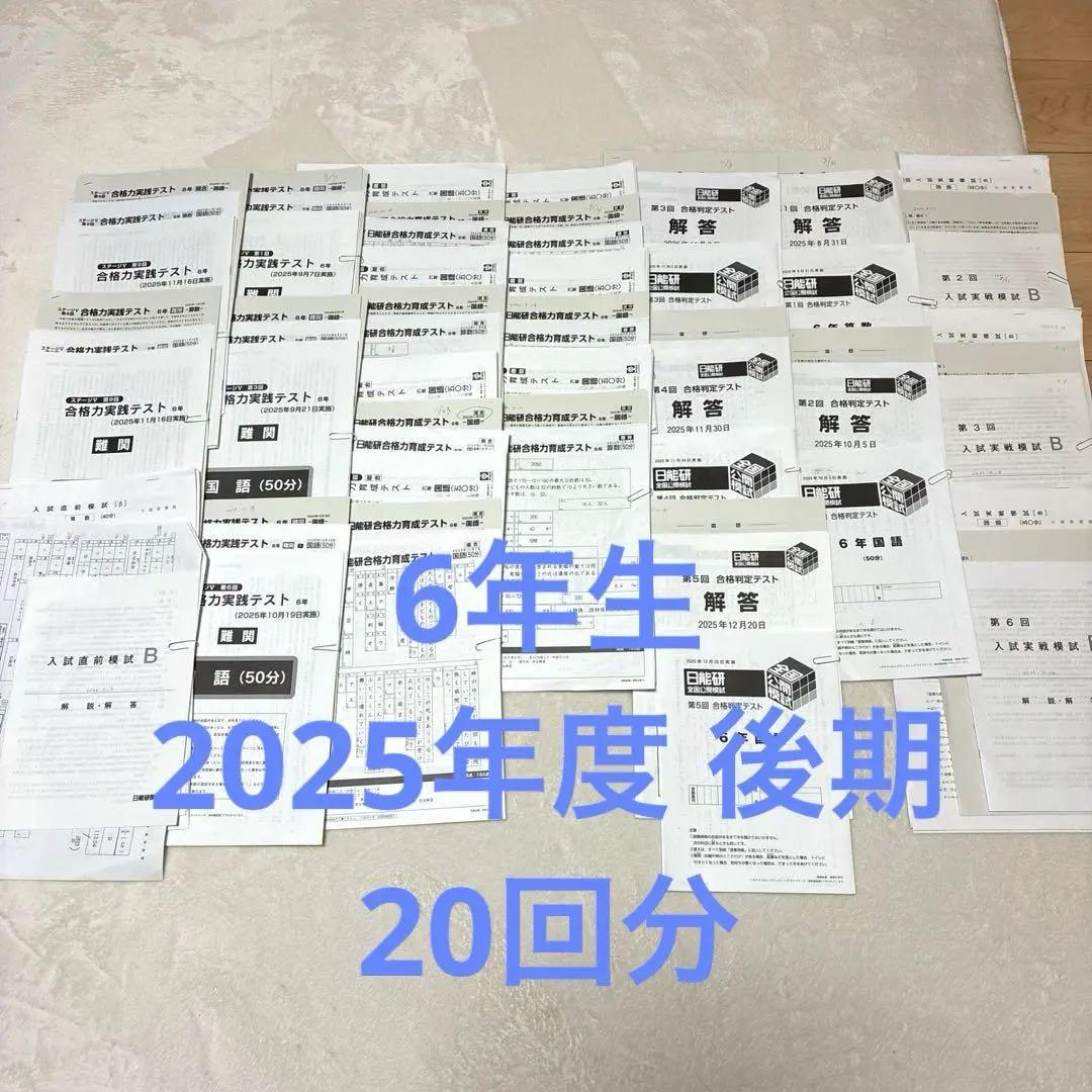 【最新2025年】日能研6年 後期　20回分　公開模試　育成テスト　入試実践模試