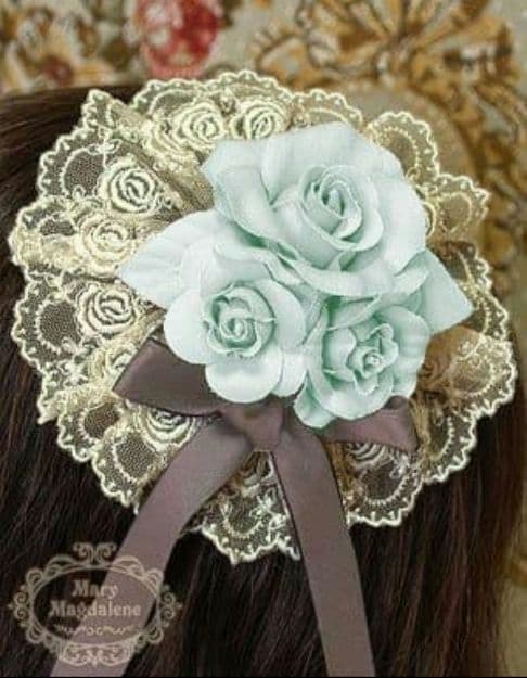 未使用　ロゼットヘッドドレス　ミルキーミント　ヴィクトリアンメイデン