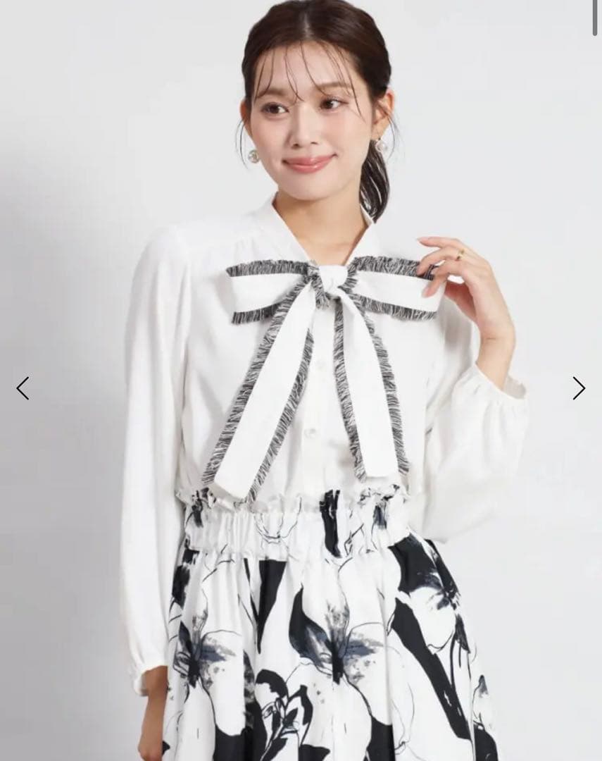 今期【新品タグ付き】YAMADAYA FENNELフリンジリボンブラウス