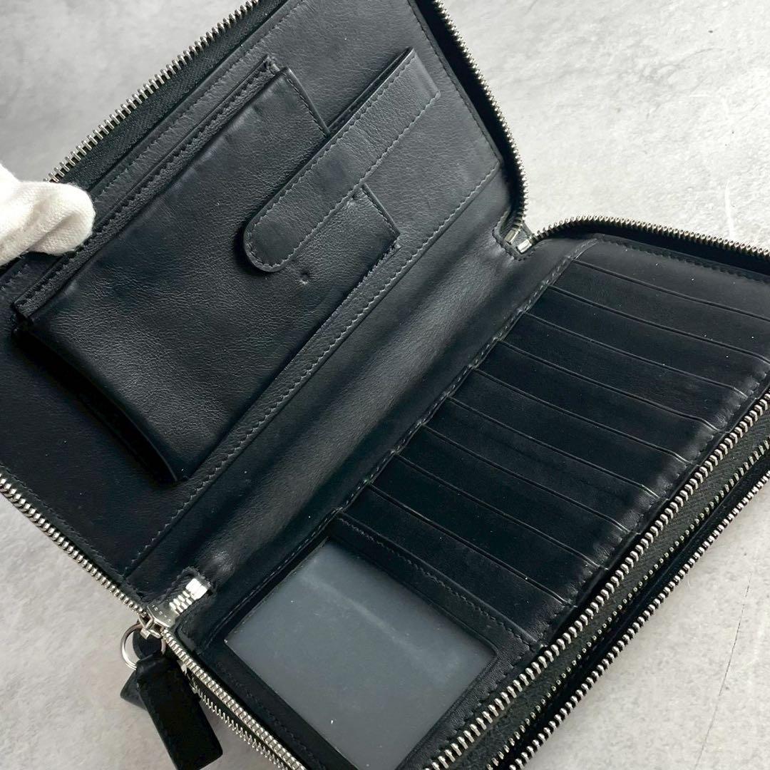 グッチ マイクロシマ オーガナイザー ダブルファスナー レザー ブラック