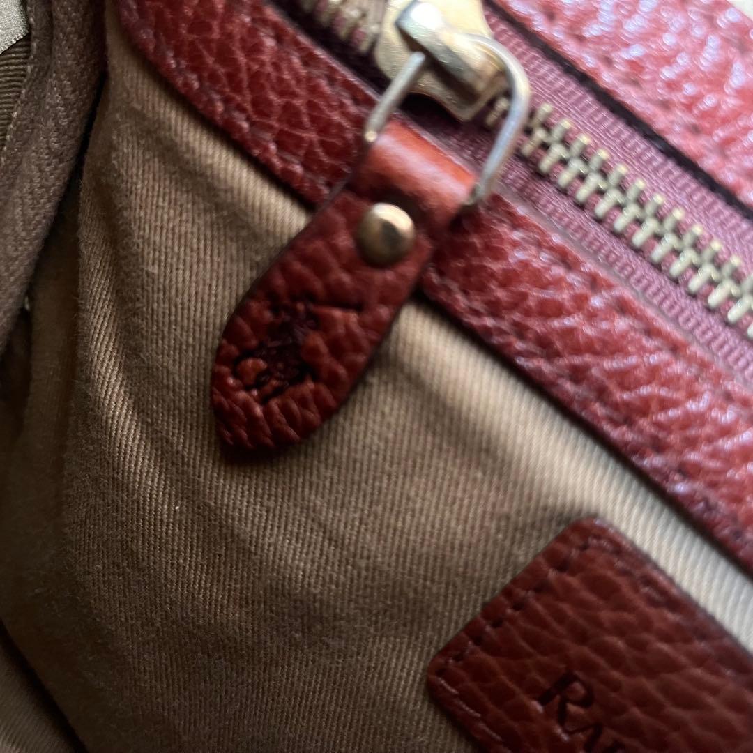 ポロラルフローレン ミニボストンバッグ　ハンドバッグ レザー シボ革 ブラウン